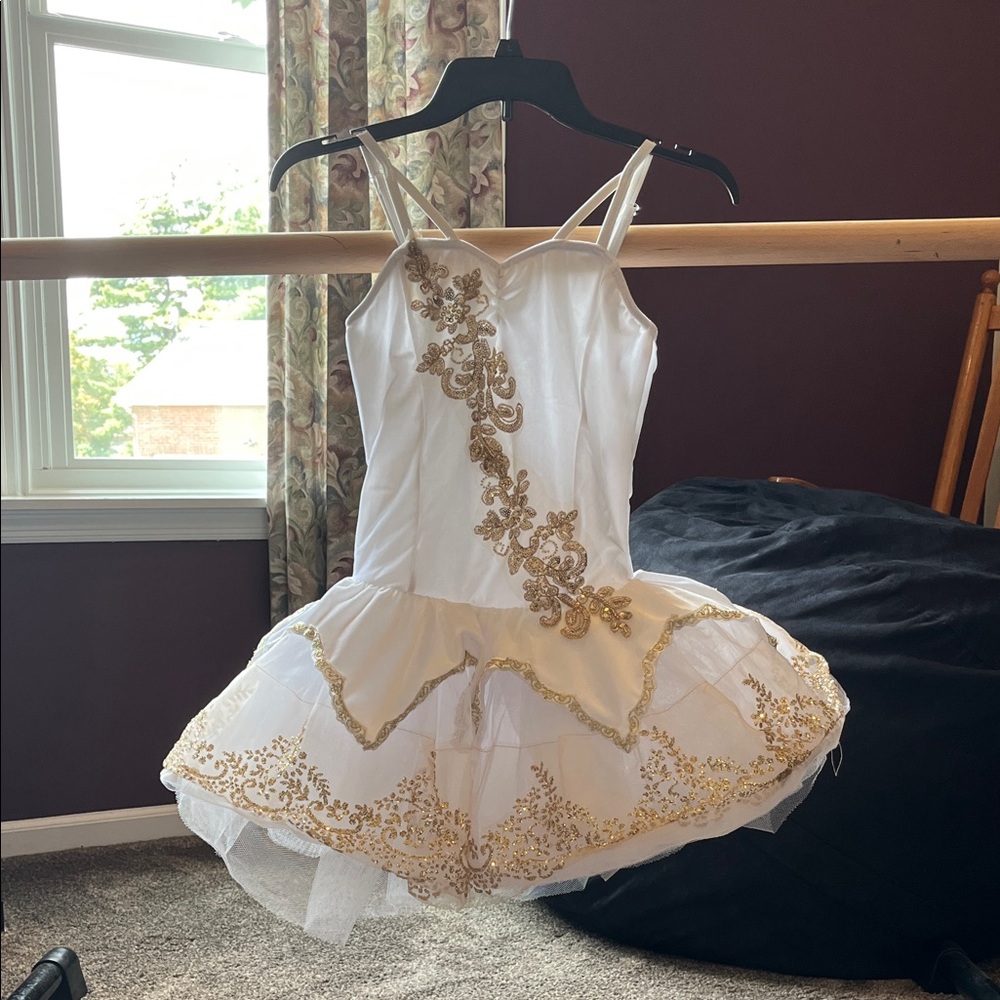 Weissman White and Gold Kids Dance Costume